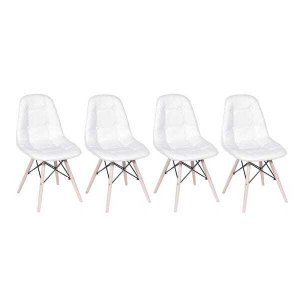 Kit 4 Cadeiras Eames Eiffel Botonê - Branco