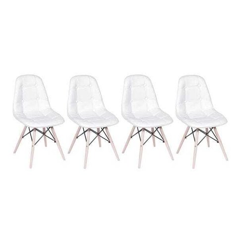 Kit 4 Cadeiras Eames Eiffel Botonê - Branco