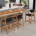 Ver imagem 6 de Kit 03 Banquetas Baixa para Cozinha Sala Jantar Bancada Cecília L02 Couríssimo Preto - Lyam Decor