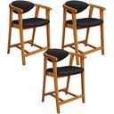 Ver imagem 1 de Kit 03 Banquetas Baixa para Cozinha Sala Jantar Bancada Cecília L02 Couríssimo Preto - Lyam Decor