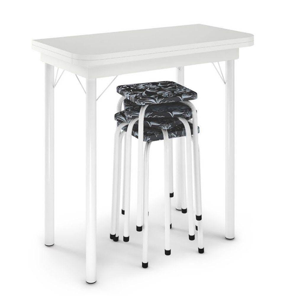 Mesa Dobrável com 4 Banquetas - Logdesign Floral com Preto - 2