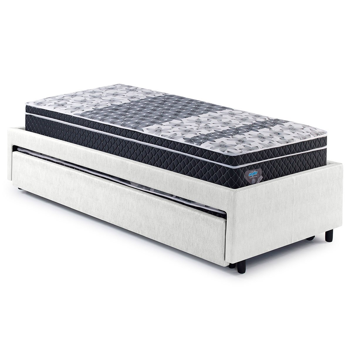 Bicama Box Solteiro Courino Linho Branco 88x188 com Dois Colchões GranSleep Molas Ecoflex - 5