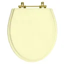 Ver imagem 1 de Assento Sanitário Poliester Ritz Creme Para Vaso Deca Com Ferragem Dourada