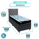 Ver imagem 3 de Conjunto Cama Box Bau Cinza Solteiro + Colchão Molas Ensacadas Life Gold Paropas + Cabeceira
