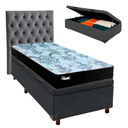 Ver imagem 1 de Conjunto Cama Box Bau Cinza Solteiro + Colchão Molas Ensacadas Life Gold Paropas + Cabeceira