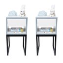 Ver imagem 5 de Mesa de Cabeceira Branca 30cm Eco Quarto Infantil Azul Menino Base Ferro Preta
