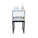 Ver imagem 1 de Mesa de Cabeceira Branca 30cm Eco Quarto Infantil Azul Menino Base Ferro Preta