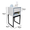 Ver imagem 2 de Mesa de Cabeceira Branca 30cm Eco Quarto Infantil Azul Menino Base Ferro Preta