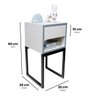 Mesa de Cabeceira Branca 30cm Eco Quarto Infantil Azul Menino Base Ferro Preta - 2