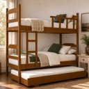 Ver imagem 1 de Treliche Solteiro Madeira Maciça Eucalipto com Cama Auxiliar:Mogno