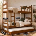 Ver imagem 3 de Treliche Solteiro Madeira Maciça Eucalipto com Cama Auxiliar:Mogno