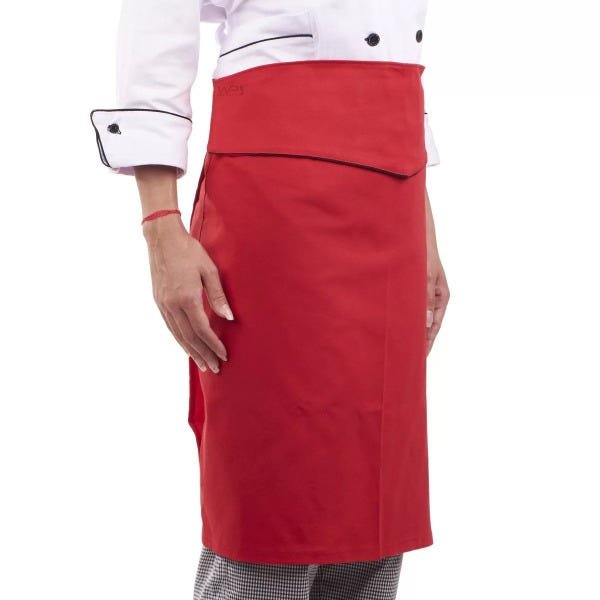 Avental de Cintura Vermelho Red Gold Meio Corpo Chef de Cozinha - Vermelho / Preto - Único - 2