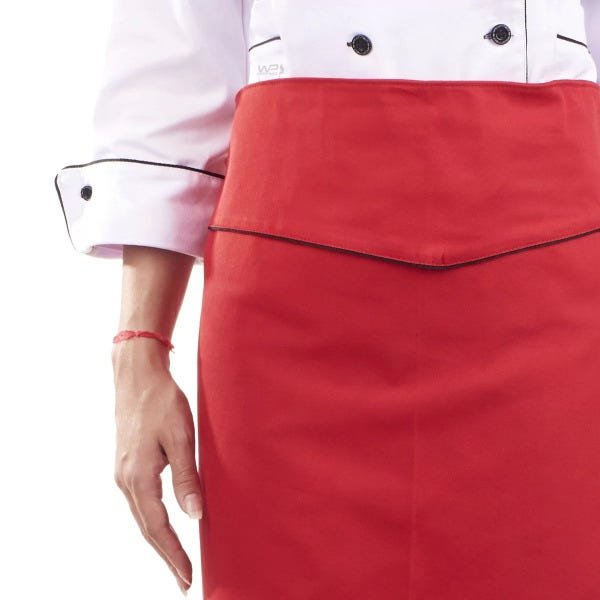 Avental de Cintura Vermelho Red Gold Meio Corpo Chef de Cozinha - Vermelho / Preto - Único - 3
