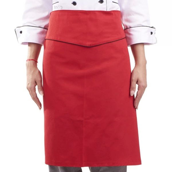 Avental de Cintura Vermelho Red Gold Meio Corpo Chef de Cozinha - Vermelho / Preto - Único - 1