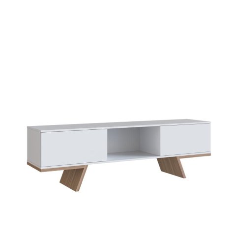 Rack para Tv até 60 Polegadas com 2 Portas e 1 Nicho Nobu Branco Montana