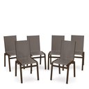 Ver imagem 1 de Kit 6 Cadeiras Jantar Gourmet Alumínio Marrom Tela Fendi