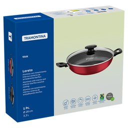 Panela Wok Loreto em Alumínio 28 cm Vermelha Tramontina - 3