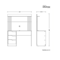 Escrivaninha com Painel Doble para  Tv até 45 - Moveis Albatroz - 5
