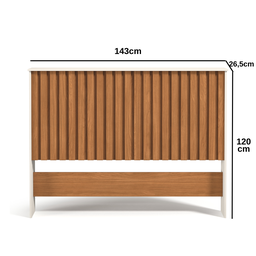 Cabeceira Casal Normal Ripada para Box Moderna Decorativa:off White/nature - 6