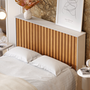 Ver imagem 3 de Cabeceira Casal Normal Ripada para Box Moderna Decorativa:off White/nature