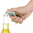 Ver imagem 4 de Saca Rolhas Abridor Garrafa Vinho Cerveja Latas 2 Estágios Canivete Aço Inox Profissional Gourmet Ma