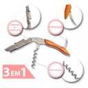 Ver imagem 2 de Saca Rolhas Abridor Garrafa Vinho Cerveja Latas 2 Estágios Canivete Aço Inox Profissional Gourmet Ma