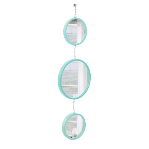 Espelho Decorativo Triplo Verde Alça Corrente 20 cm 30 cm 20 cm Redondo