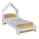 Ver imagem 2 de Cama Infantil com Cabeceira Casinha e Banco Lola 100% MDF Espresso Móveis Branco/Brilho/Amêndoa