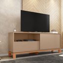 Ver imagem 1 de Bancada Átomo 150cm para Tv até 55 com Porta de Correr Ripada e Gaveta Mdp Sued/freijo G11 - Gran Be