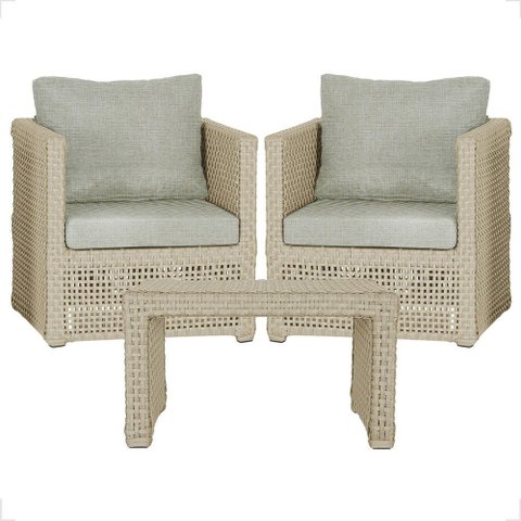 Mesa Centro e 2 Poltronas Madri Corda Náutica Estofado 3 Trama Original
