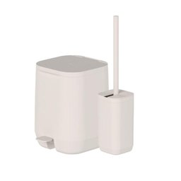 Kit Lixeira 6l + Escova Sanitária Aura Bege ou - 1