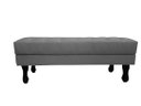 Ver imagem 3 de Recamier Luis Xv Capitonê Retrô 120cm Suede Cinza Pés Madeira Ms Decor