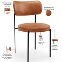 Ver imagem 6 de Cadeira Decorativa Estofada para Sala de Jantar Louise L02 Couríssimo Camel - Lyam Decor