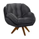 Ver imagem 1 de Poltrona Decorativa Base em Madeira Giratória Giroud Veludo Cinza Chumbo - Gran Belo