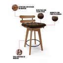 Ver imagem 6 de Kit 04 Banquetas Giratória Costela Suede Base Madeira MA70 - D’Rossi - Marrom