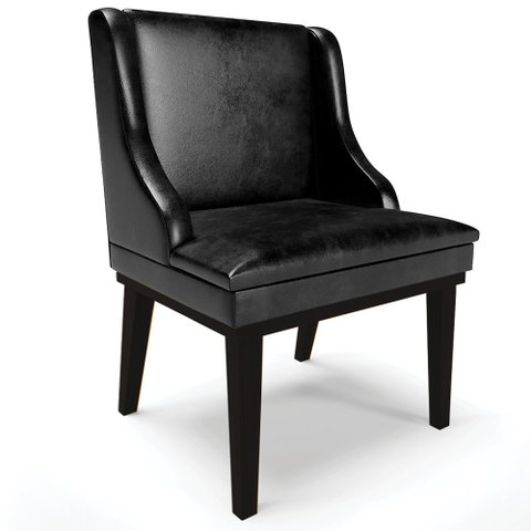 Cadeira Decorativa Sala de Jantar Base Fixa de Madeira Firenze PU Preto Brilho G19 - Gran Belo