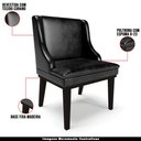 Ver imagem 4 de Cadeira Decorativa Sala de Jantar Base Fixa de Madeira Firenze PU Preto Brilho G19 - Gran Belo