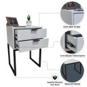 Ver imagem 3 de Mesa de Cabeceira Off White 40cm Eco Industrial 2 Gavetas Quarto Cama Base Metal Preta Puxador Preto