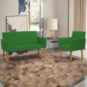 Ver imagem 1 de Kit Namoradeira Decorativa Para Sala Nina + Poltrona Para Recepção Manicure Suede