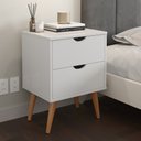 Ver imagem 2 de Mesa Mesinha de cabeceira lateral de cama 2 gavetas Madri:BRANCO