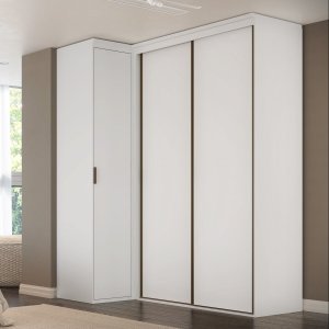 Guarda Roupa de Canto Porta de Correr 3 Portas Mdf Spacios Belmax:branco