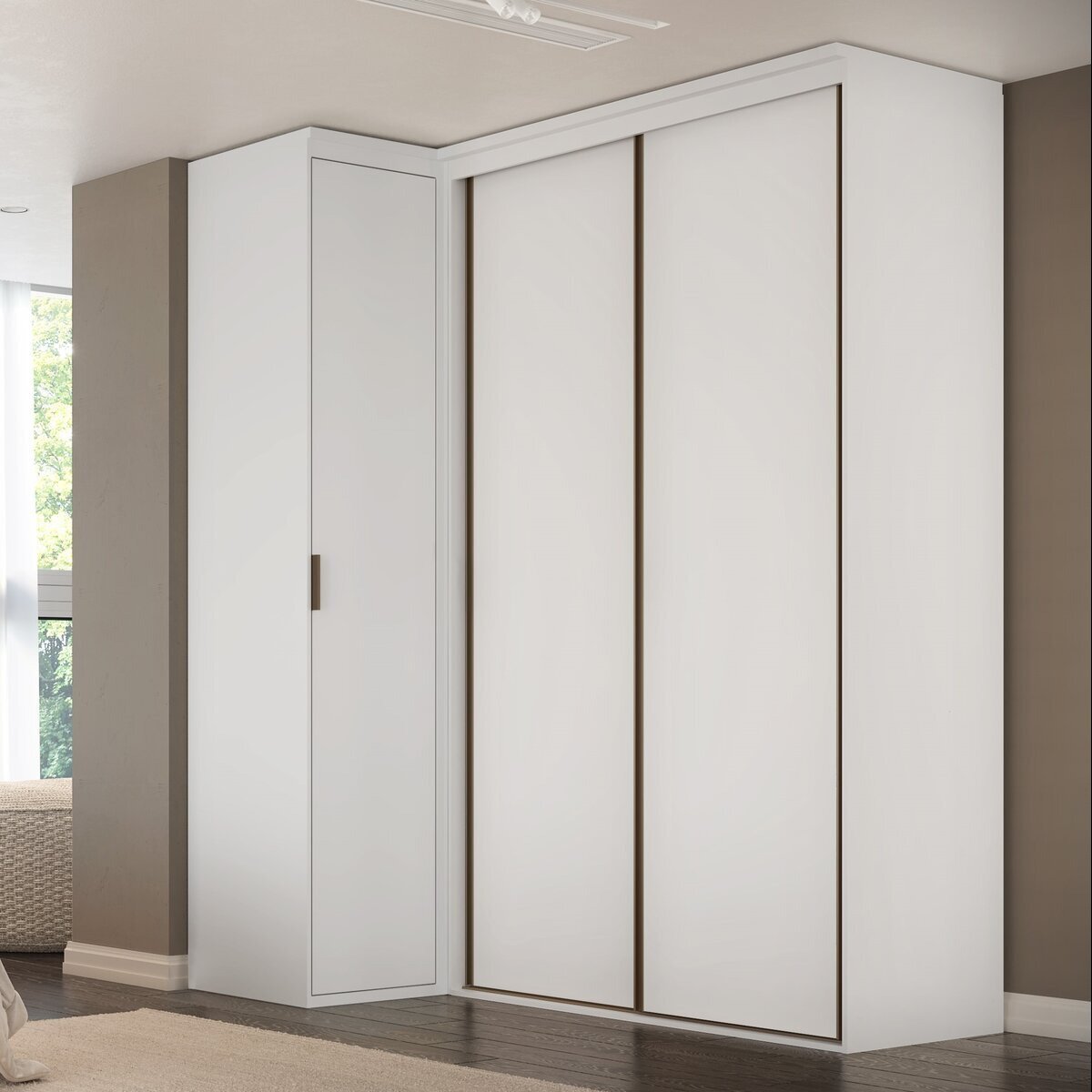 Guarda Roupa de Canto Porta de Correr 3 Portas Mdf Spacios Belmax:branco - 4