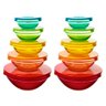 Jogo De Tigelas De Vidro Colorido Com Tampa 10 Peças - 1