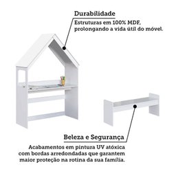 Escrivaninha Infantil Montessoriana Casinha 100% Mdf com Banco Petra Espresso Móveis - 6