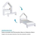 Ver imagem 4 de Escrivaninha Infantil Montessoriana Casinha 100% MDF com Banco Petra Espresso Móveis Branco/Brilho
