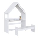 Ver imagem 2 de Escrivaninha Infantil Montessoriana Casinha 100% MDF com Banco Petra Espresso Móveis Branco/Brilho