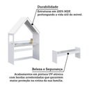 Ver imagem 6 de Escrivaninha Infantil Montessoriana Casinha 100% MDF com Banco Petra Espresso Móveis Branco/Brilho