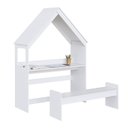 Ver imagem 2 de Escrivaninha Infantil Montessoriana Casinha 100% Mdf com Banco Petra Espresso Móveis