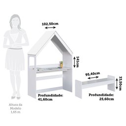 Escrivaninha Infantil Montessoriana Casinha 100% Mdf com Banco Petra Espresso Móveis - 3