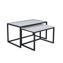 Ver imagem 1 de Conjunto Mesa de Centro Industrial 84cm e 80cm Aço Preto Madeira Branca Don Castro Decor Industrial